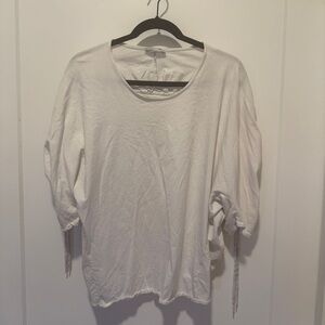 Zara White Ruched Sleeve Top – Size M (USA)